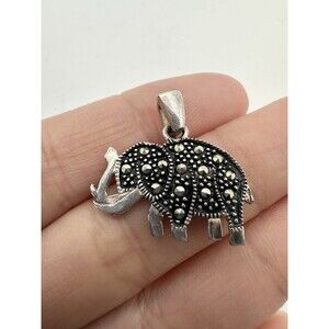 925 Sterling Silver Marcasite Elephant Pendant